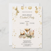 Moderne Vakantie Cocktail Party Christmas Gold Kaart (Voorkant)