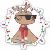Moderne vakantie Cool Rendier Kerstmis Sticker (Voorkant)