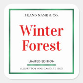 Moderne vakantie Elegante kerstkaars verpakking Vierkante Sticker (Voorkant)