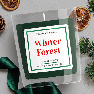 Moderne vakantie Elegante kerstkaars verpakking Vierkante Sticker