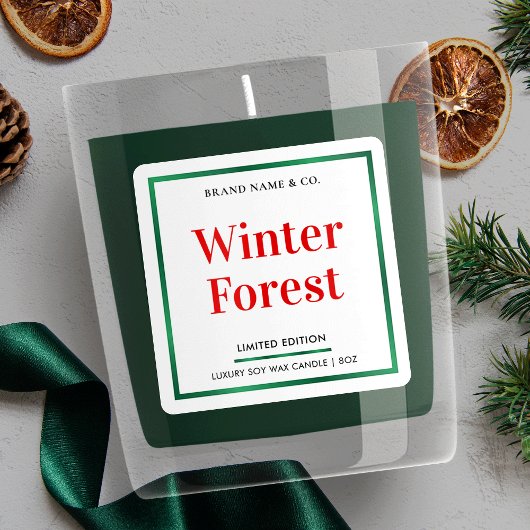 Moderne vakantie Elegante kerstkaars verpakking Vierkante Sticker