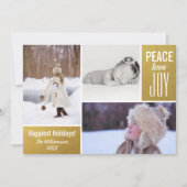 Moderne vakantie goud vrede liefde vreugde foto co feestdagenkaart (Voorkant)