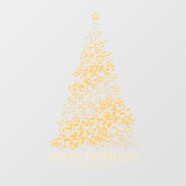 Moderne vakantie gouden kerstboom raamsticker (Vel)