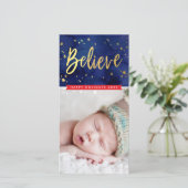 MODERNE VAKANTIE GROETEN geloven gouden script typ Feestdagenkaart (Staand voorkant)