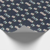 Moderne vakantie kerst familie foto aangepaste bes cadeaupapier (Hoek)