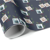 Moderne vakantie kerst familie foto aangepaste bes cadeaupapier (Rol Hoek)