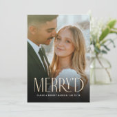 Moderne Vakantie Netgehuwden Huwelijksaankondiging Feestdagenkaart (Staand voorkant)