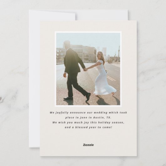 Moderne Vakantie Netgehuwden Huwelijksaankondiging Feestdagenkaart (Achterkant)