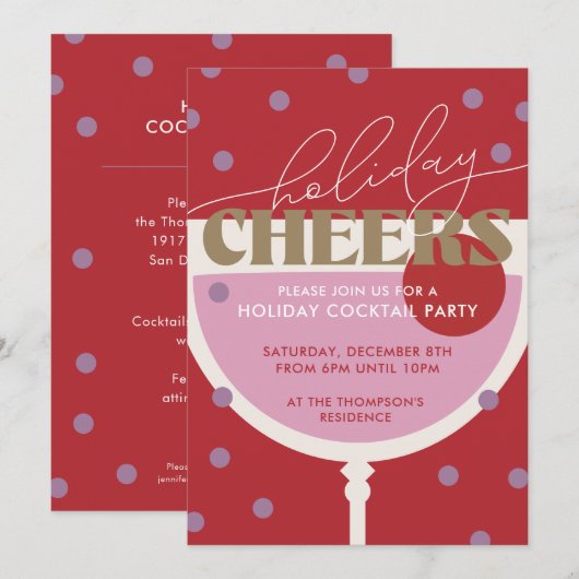 Moderne Vakantie Proost Cocktail Party Uitnodiging (Voorkant / Achterkant)