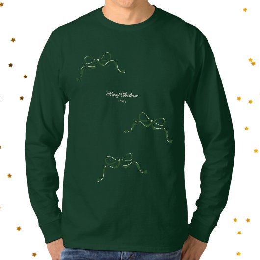 Moderne vakantie Tiny Green Bow Kerstmis T-shirt