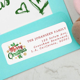 Moderne vakantie Vrolijk Kerstfeest Holly Berry Fa Etiket