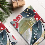 Moderne vakantie Waterverf Floral Christmas Inpakpapier Vel<br><div class="desc">Moderne vakantie Waterverf Bloemen Kerst Wrapping Papier Bladen</div>