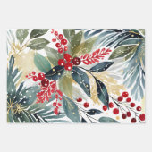 Moderne vakantie Waterverf Floral Christmas Inpakpapier Vel (Voorkant)