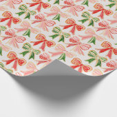 Moderne Vakantiebogen Rood Groen Roze Kerst Cadeaupapier (Hoek)