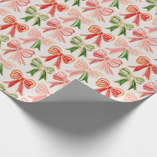 Moderne Vakantiebogen Rood Groen Roze Kerst Cadeaupapier (Hoek)