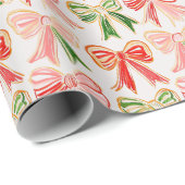 Moderne Vakantiebogen Rood Groen Roze Kerst Cadeaupapier (Rol Hoek)