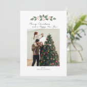 Moderne vakantiefoto Kerst Botanisch Feestdagenkaart (Staand voorkant)