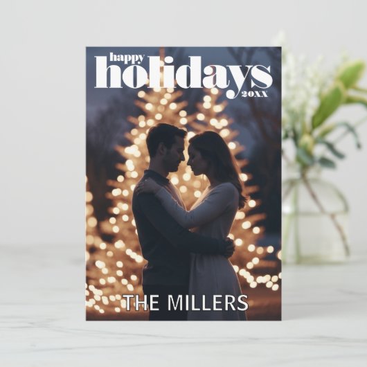 Moderne Vakantiefoto Kerstfeest Kaart (Staand voorkant)