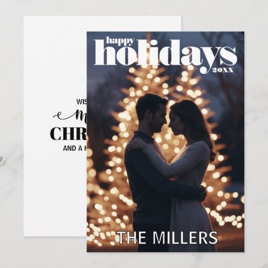 Moderne Vakantiefoto Kerstfeest Kaart (Voorkant / Achterkant)