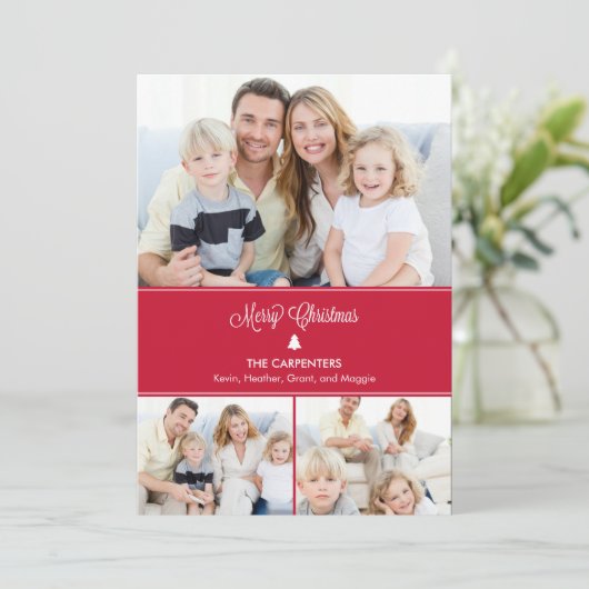 Moderne Vakantiekaart - Rood Feestdagenkaart (Staand voorkant)