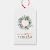 Moderne vakantiekrans Kerstmis Cadeaulabel (Voorkant)