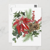 moderne  vakantiepansettia floral feestdagenkaart (Voorkant / Achterkant)