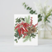 moderne  vakantiepansettia floral feestdagenkaart (Staand voorkant)