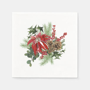 moderne  vakantiepansettia floral servet