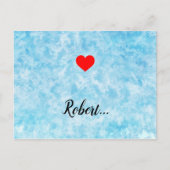 Moderne Valentijn Love Heart Blue Background Briefkaart (Voorkant)
