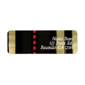 Moderne Valentijn met glam Black en Gold Red Heart Etiket (Voorkant)