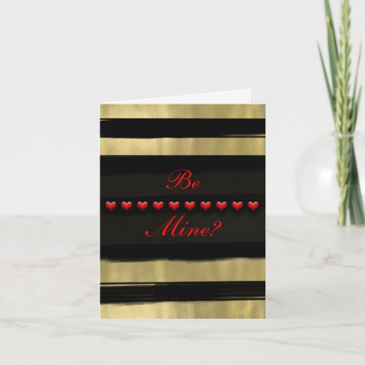 Moderne Valentijn met glam Black en Gold Red Heart Feestdagen Kaart (Voorkant)