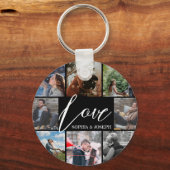 Moderne Valentijn voor liefdesfotocollage Sleutelhanger (Voorkant)