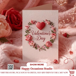 Moderne Valentijns Kaart – Rode Hart & Bloem
