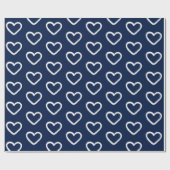 Moderne Valentijnsdag Blue White Hearts Pattern Cadeaupapier (Vlak)
