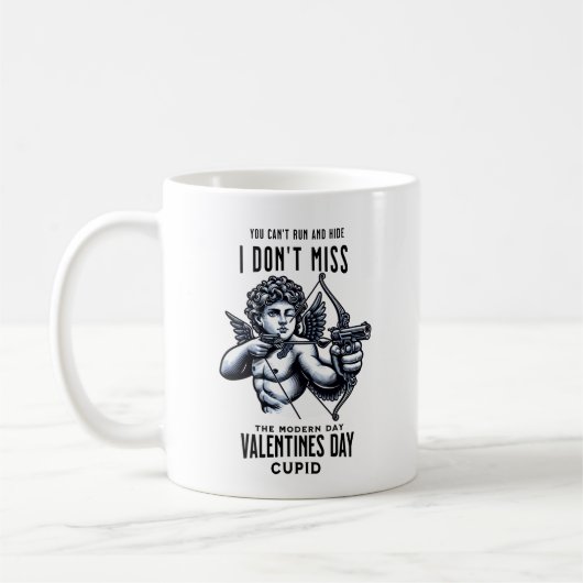 Moderne Valentijnsdag Cupido met een pistool Koffiemok (Links)
