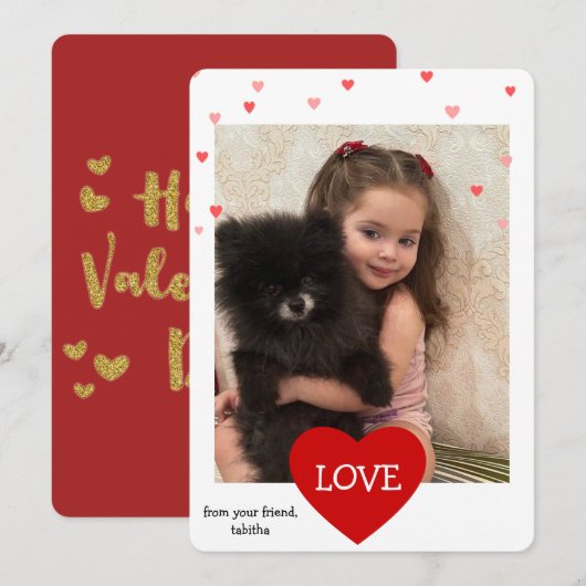 Moderne Valentijnsdag fotokaart, eenvoudige valent Feestdagenkaart (Voorkant / Achterkant)