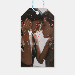 Moderne Valentijnsdag gepersonaliseerde koppel fot Cadeaulabel