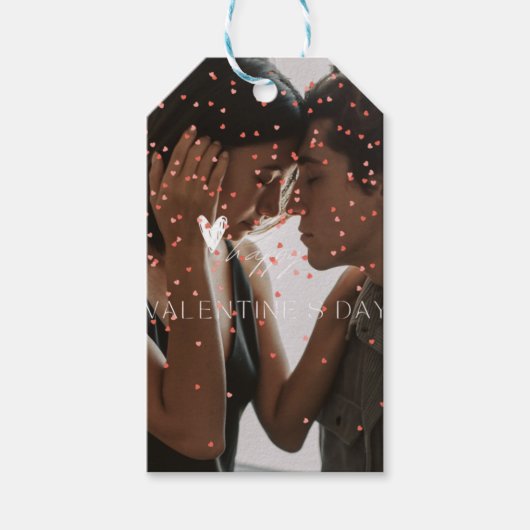 Moderne Valentijnsdag gepersonaliseerde koppel fot Cadeaulabel (Voorkant)