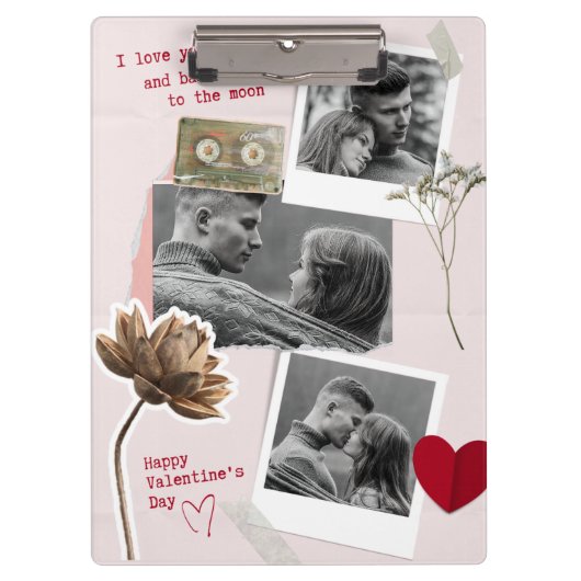 Moderne Valentijnsdag Gepersonaliseerde Koppel Fot Klembord (Voorkant)