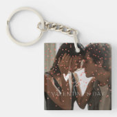 Moderne Valentijnsdag gepersonaliseerde paar foto Sleutelhanger (voorkant)