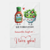 Moderne Valentijnsdag Grappige Keukenhanddoek (Verticaal)