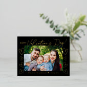 Moderne Valentijnsdag in zwart-wit en Gold Script Folie Feestdagen Briefkaart (Staand Voorkant)