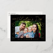 Moderne Valentijnsdag in zwart-wit en Gold Script Folie Feestdagen Briefkaart (Voorkant / Achterkant)