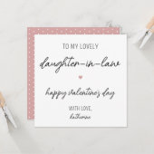 Moderne Valentijnsdag Kaart voor Daughter in Law (Voorkant / Achterkant in situ)