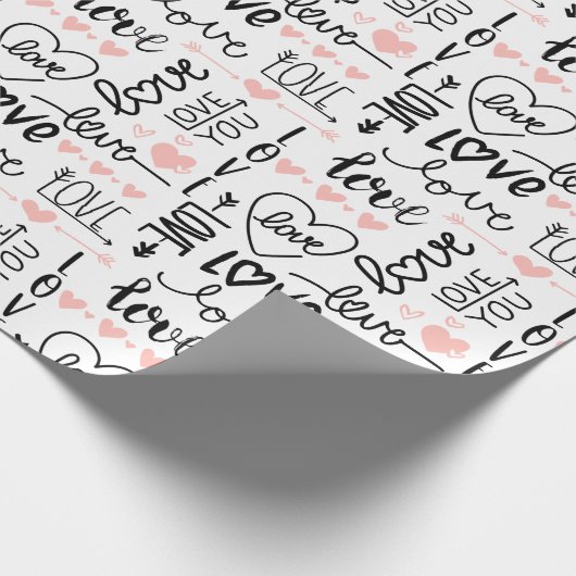 Moderne Valentijnsdag Liefde Cadeaupapier (Hoek)