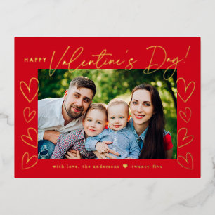 Moderne Valentijnsdag met rood en gouden formaat F Folie Feestdagen Briefkaart