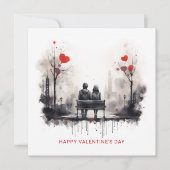 Moderne Valentijnsdag Paar in Liefde Feestdagenkaart (Voorkant)