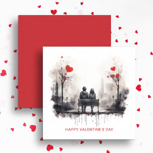 Moderne Valentijnsdag Paar in Liefde Feestdagenkaart