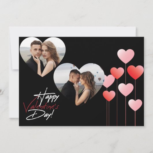 Moderne Valentijnsdag Paar liefde Hart Foto Feestdagenkaart (Voorkant)