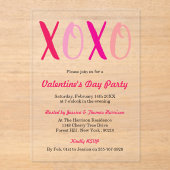 Moderne Valentijnsdag-partij voor Hugs & Kisses (X Acryl Uitnodigingen (Voorkant)